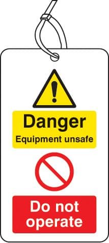 55065 Danger equipment unsafe do not operate D/S tag pk of 10  (80x150mm) Safety Sign