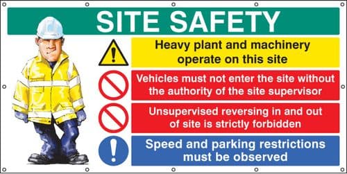 55084 Site Safety banner (as 6415) c/w eyelets (2440x1270mm) Safety Sign