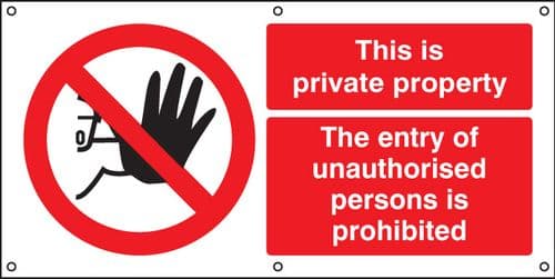55092 This is private property banner c/w eyelets (1270x610mm) Safety Sign