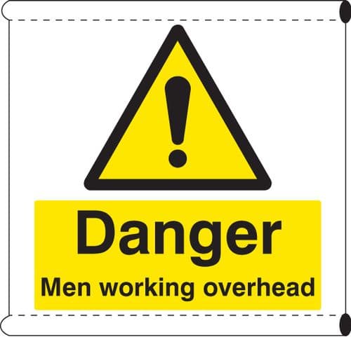 55116 Scaffold Banner - Danger men working overhead (c/w loops) (1270x1270mm) Safety Sign