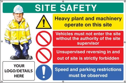 55125 Site safety, heavy plant, vehicle access, reversing, speed, banner c/w eyelets (1270x810mm)