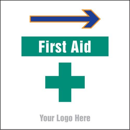 55728 First aid, arrow right site saver sign 400x400mm  (400x400mm) Safety Sign