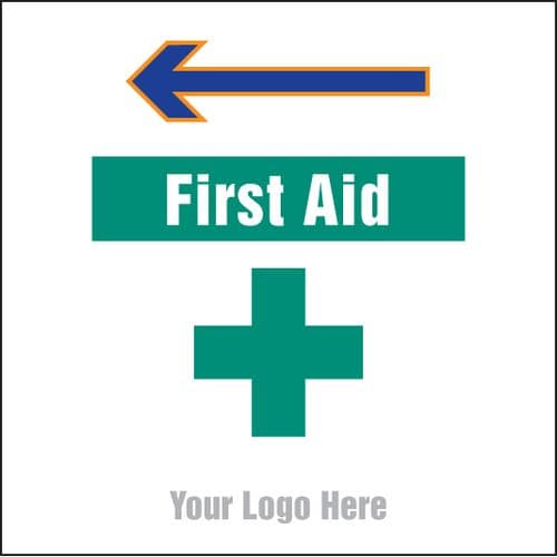 55729 First aid, arrow left site saver sign 400x400mm  (400x400mm) Safety Sign