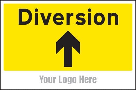 55751 Diversion, arrow up, site saver sign 600x400mm  (600x400mm) Safety Sign