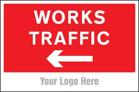 55755 Works traffic only, arrow left, site saver sign 600x400mm  (600x400mm) Safety Sign