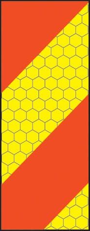 56343 ECE70 Vehicle marking plate 140x300mm left hand vertical chevron (140x300mm) Safety Sign
