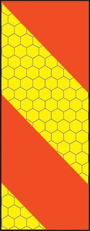 56344 ECE70 Vehicle marking plate 140x300mm right hand vertical chevron (140x300mm) Safety Sign