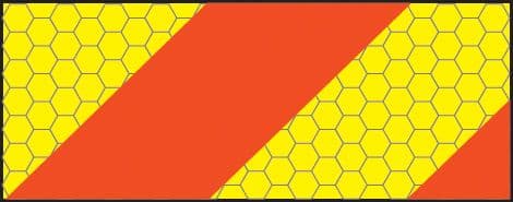 56345 ECE70 Vehicle marking plate 300x140mm left hand horizontal chevron (300x140mm) Safety Sign