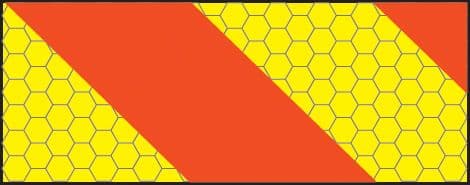 56346 ECE70 Vehicle marking plate 300x140mm right hand horizontal chevron (300x140mm) Safety Sign