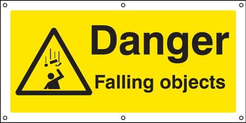 56456 Danger falling objects banner c/w eyelets (1270x610mm) Safety Sign