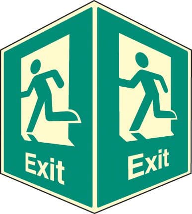 58007 Exit - projecting sign photoluminescent (150x200mm) Safety Sign