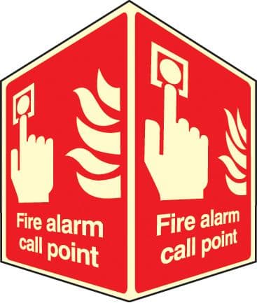 58009 Fire alarm call point - projecting sign photoluminescent (150x200mm) Safety Sign
