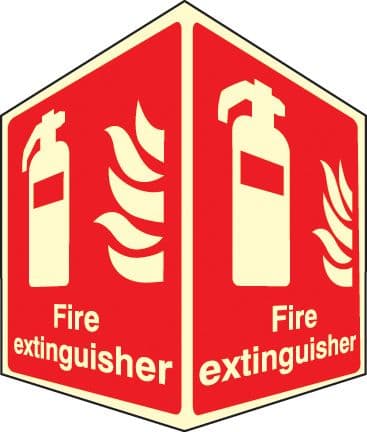 58011 Fire extinguisher - projecting sign photoluminescent (150x200mm) Safety Sign