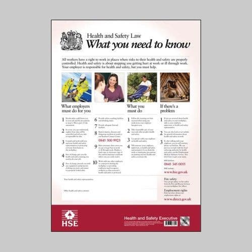 58112 Health & safety law poster  (420x594mm) Safety Sign