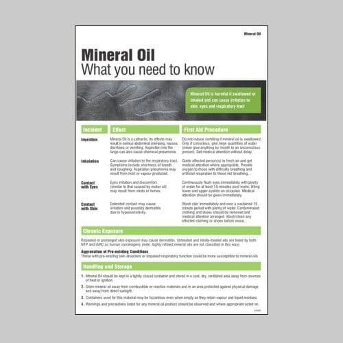 58127 Mineral oil poster (400x600mm) Safety Sign