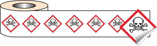58144 250 S/A labels 50x50mm GHS Label - Toxic (50x50mm) Safety Sign