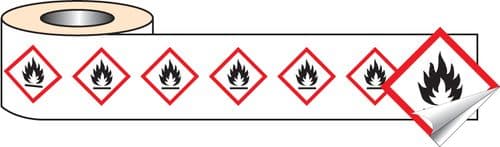 58151 250 S/A labels 100x100mm GHS Label - Flammable  (100x100mm) Safety Sign
