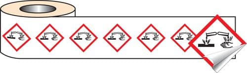 58154 250 S/A labels 100x100mm GHS Label - Corrosive (100x100mm) Safety Sign