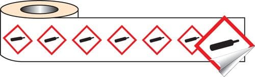 58155 250 S/A labels 100x100mm GHS Label - Compressed Gas  (100x100mm) Safety Sign