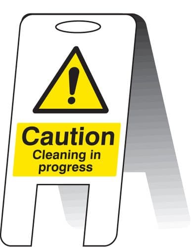 58503 Caution cleaning in progress (self standing folding sign) (300x600mm) Safety Sign