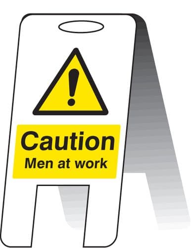 58513 Caution men at work (self standing folding sign)  (300x600mm) Safety Sign