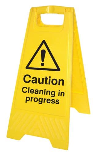 58516 Caution cleaning in progress (free-standing floor sign)  (300x575mm) Safety Sign