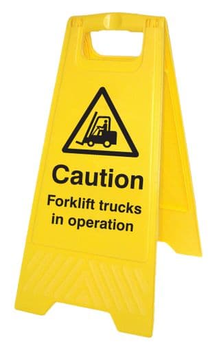 58523 Caution forklift trucks in operation (free-standing floor sign)  (300x575mm) Safety Sign
