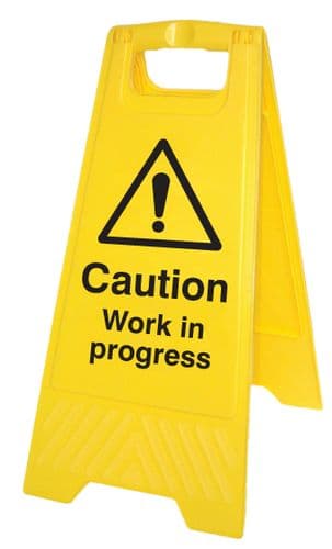 58540 Caution work in progress (free-standing floor sign)  (300x575mm) Safety Sign