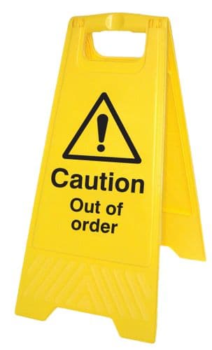 58543 Caution out of order (free-standing floor sign) (300x575mm) Safety Sign