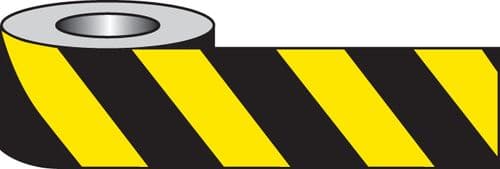 58621 Black & yellow non-adhesive barrier tape  (500M x 70mm) Safety Sign