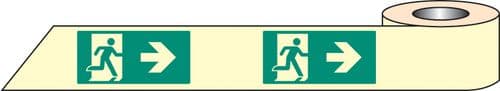 58650 Man arrow right photoluminescent tape 10mx40mm (10M x 40mm) Safety Sign