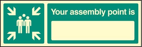 58661 Your assembly point is 150x50mm photo rigid  (150x50mm) Safety Sign