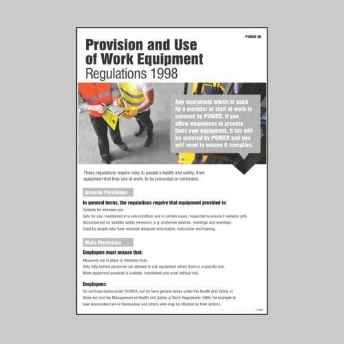 58990 PUWER guidance poster (400x600mm) Safety Sign