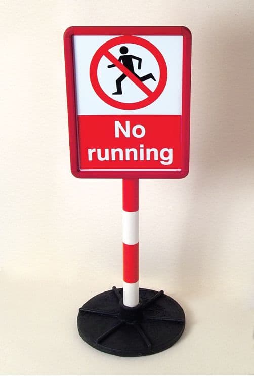 Red Rope Safety Sign 59633 Bespoke sign in red frame on post c/w base 250x300mm Safety Sign
