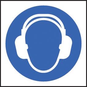 59711 100 S/A labels 50x50mm ear defenders (50x50mm) Safety Sign