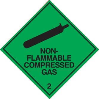 59740 100 S/A labels 100x100mm non-flammable compressed gas 2  (100x100mm) Safety Sign