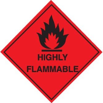59745 100 S/A labels 100x100mm highly flammable  (100x100mm) Safety Sign