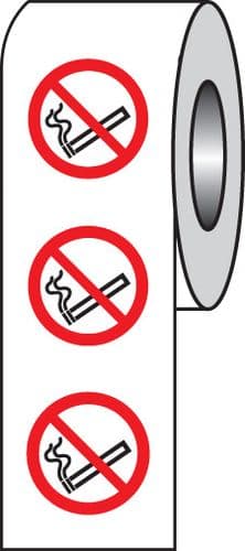 59763 No smoking roll of 100 labels 75mm dia (75mm dia) Safety Sign