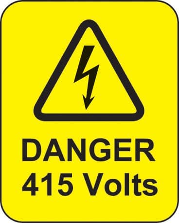 59767 Danger 415 volts roll of 100 labels 40x50mm (40x50mm) Safety Sign