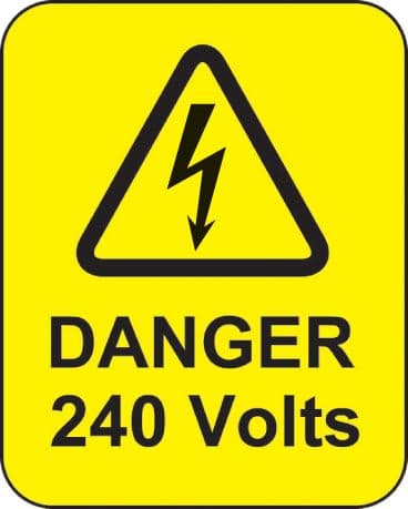59768 Danger 240 volts roll of 100 labels 40x50mm (40x50mm) Safety Sign
