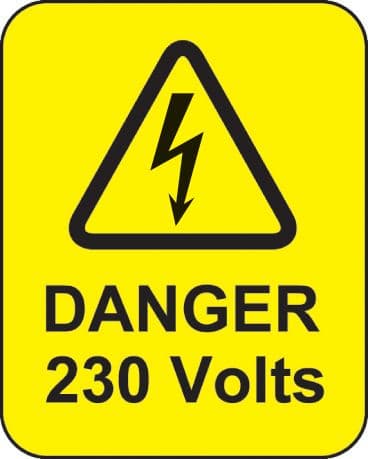 59789 Danger 230 volts roll of 100 labels 40x50mm (40x50mm) Safety Sign