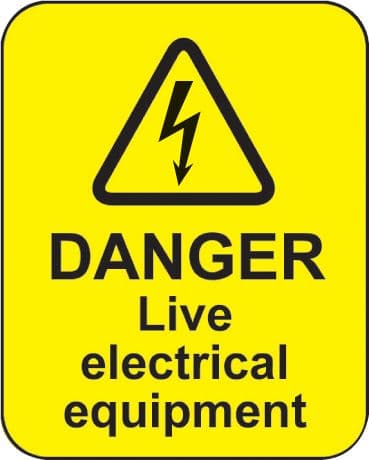 59797 Danger live electrical equipment roll of 100 labels 40x50mm (40x50mm) Safety Sign