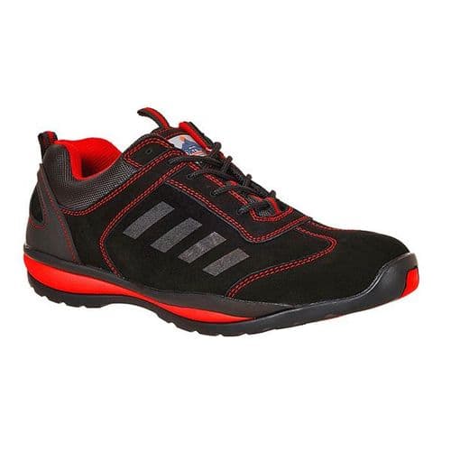Portwest FW34BKRE Black & Red Steelite Lusum Safety Trainer S1P HRO