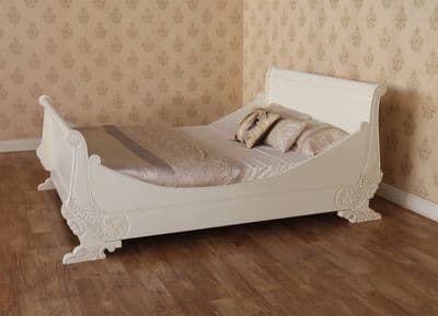 Sleigh Ornate Bed in Antique White