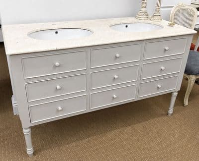 9 Drawer Sink Vanity Unit with Solid Marble Top