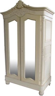 A Mirrored French Crested Armoire
