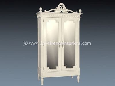 Alice Mirrored Armoire in Antique White