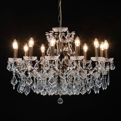 Antique French Cut Glass Bronze Chandelier 12 arm