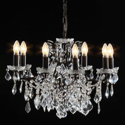 Antique French Cut Glass Bronze Chandelier 8 arms