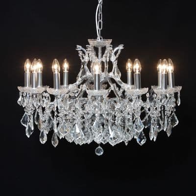 Antique French Cut Glass Chrome Chandelier 12 arm